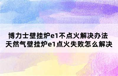 博力士壁挂炉e1不点火解决办法 天然气壁挂炉e1点火失败怎么解决